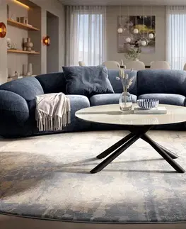 Konferenčné stolíky DELIFE Konferenčný stolík Edge okrúhly 100×100 cm keramika onyx šampanské Sarity kov čierna