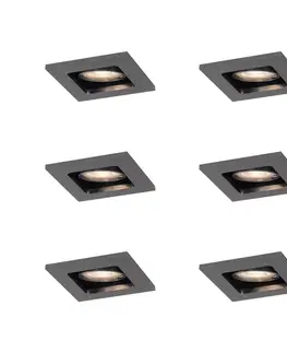Zapustené svietidlá Sada 6 moderných zapustených bodových svetiel Gunmetal GU10 50mm okrúhle naklápacie - Qure
