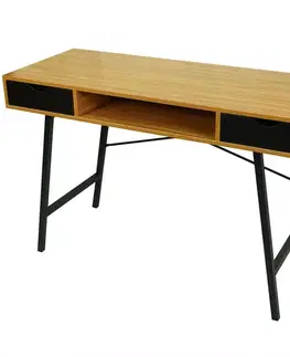 Moderné kancelárske stoly Pracovný Stôl Manila čierny/bambus