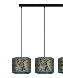 Svietidlá  Luster na lanku REZO 3xE27/60W/230V zlatá/tyrkysová 0038