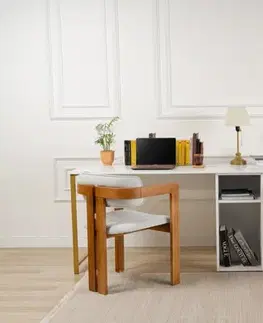 Písacie stoly Písací stôl Twin Study Desk - White, Gold