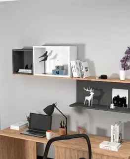 Police Nástenná polica Akser - Atlantic Pine, Anthracite White