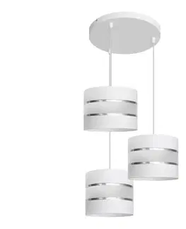 Svietidlá  Luster na lanku HELEN 3xE27/15W/230V biela W-KD 0801/3 WT+SL+MAT