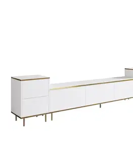 Obývacie steny TV skrinka / Obývacia stena Imaj - White, Gold