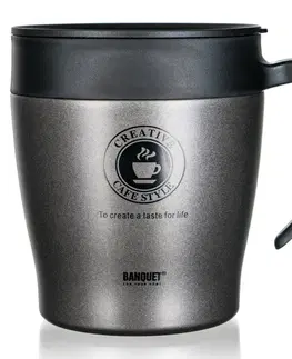 Termosky a termohrnčeky Banquet Termohrnček cestovný TAZZA 330 ml, antracit