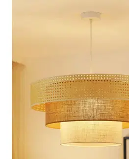 Svietidlá BRILAGI - Luster na lanku CEDAR LUNETA 1xE27/15W/230V pr. 60 ratan/hnedá/krémová 607933