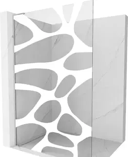 Sprchové dvere MEXEN/S - Kioto L Sprchová zástena WALK-IN 70 x 200, biely vzor, chróm 800-070-103-01-97