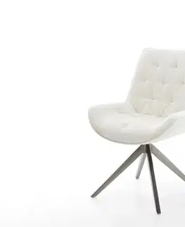 Jedálenské stoličky DELIFE Jedálenská stolička Taimi-Flex bouclé mäkký béžová krížová podstava široká grafitová 360° otočná s hojdacou funkciou