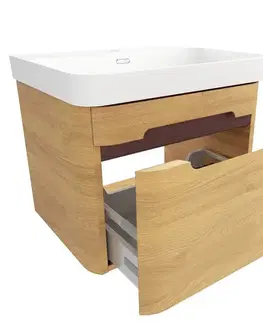 Kúpeľňový nábytok Kúpeľňová skrinka s umývadlom SAT Fusion 57,5x43x45 cm dub medový mat SATFUSION60DMMW SATFUSION60DMMW