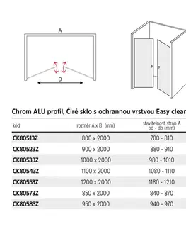 Sprchovacie kúty Mereo Sprchové dvere, Novea, dvojkrídlové, lietacie, 120 cm, chróm ALU, sklo Číre CK80553Z