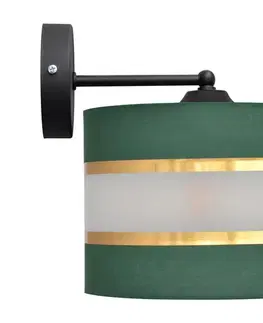 Svietidlá  Nástenná lampa HELEN 1xE27/15W/230V zelená/zlatá KK-0801/1 BK-B +GN+GO+MAT