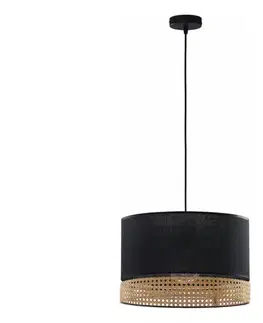 Svietidlá  Luster na lanku PAGLIA 1xE27/15W/230V čierna/ratan 6543