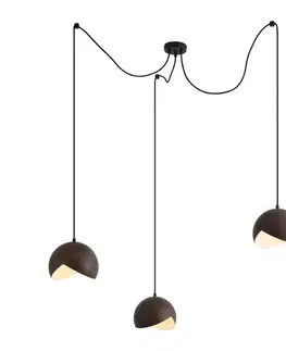 Závesné svietidlá Dizajnová závesná lampa čierna s tienidlom s drevenou potlačou a opálovým sklom 3-svetelná - Tulip