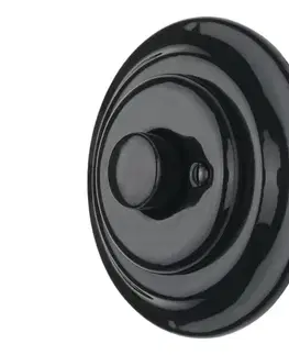 Predlžovacie káble Bohemia-Design - Porcelánový retro stmievač otočný s rámikom 250V/10A čierny 12359374