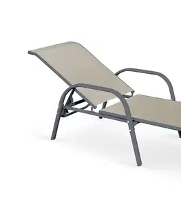 Záhradné lehátka HALMAR Mosler záhradné lehátko sivá / tmavosivá