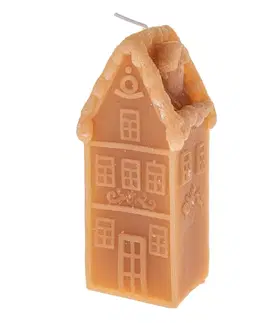 Vianočné dekorácie Vianočná sviečka z prírodného vosku Domček, 13 cm, 13 cm