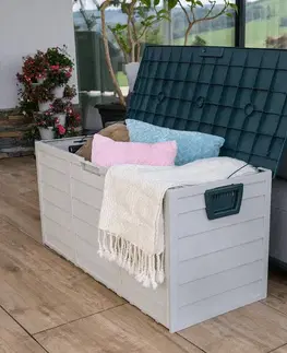 Záhradné úložné boxy KONDELA Kortez záhradný úložny box sivá / zelená