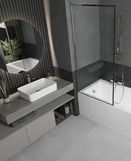 Sprchové dvere MEXEN/S - Next L vaňová zástena FIX 80 x 150, čierna vzor, chróm 895-080-000-03-70-01