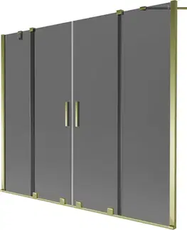 Sprchové dvere MEXEN/S - Velar Duo dvojkrídlová posuvná vaňová zástena 170 x 150, grafit, zlatá 896-170-000-42-50