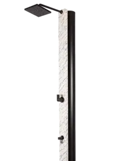 Solárne sprchy 40 L Hanscraft Solárna sprcha ATLAS GARDEN s oplachom nôh (antracit / imitácia bieleho mramoru)