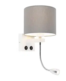 Lampy Moderná nástenná lampa biela so sivým tienidlom - Brescia