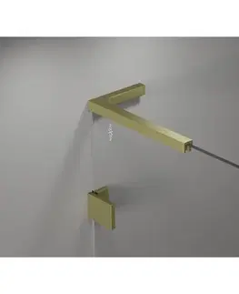 Sprchové dvere MEXEN/S - Lunar L vaňová zástena FIX 70 x 150, transparent, zlatá kartáčovaná 897L-070-000-55-00