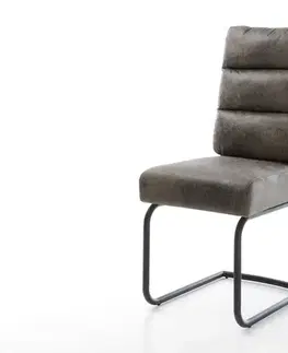 Jedálenské stoličky DELIFE Jedálenská stolička Pela-Flex mikrovlákno sivá vintage jedálenská stolička okrúhla čierna vrecková pružina