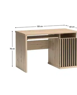 Písacie a pracovné stoly KONDELA Koli C-19 pc stôl dub artisan / čierna