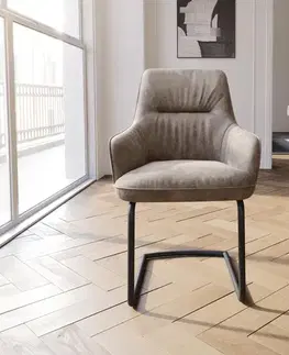 Jedálenské stoličky DELIFE Jedálenská stolička Zelia-Flex s opierkami mikrovlákno taupe vintage jedálenská stolička okrúhla čierna vrecková pružina