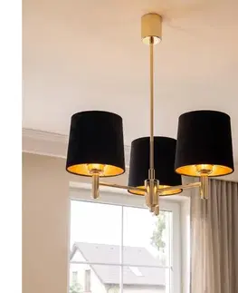 Svietidlá BRILAGI - Závesný luster na tyči MONTE 3xE27/60W/230V čierna/zlatá 8590828053354
