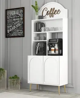 Kuchynské linky Coffee Bar Cabinet Lyon 80 - White, Gold