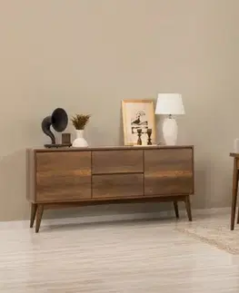 Jedálenské sety Set s rozkladacím stolom, stoličkami a konzolou (6 kusov) Vina 01 1005 - Walnut, Cream