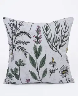 Dekoračné obliečky MKLozkoviny.sk Krepová obliečka na vankúš Renforcé 40 x 40 cm - Herbár sivá-  -