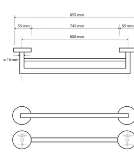 Držadlá k vani SAPHO - X-ROUND E dvojitý držiak uterákov 800, chróm XR425
