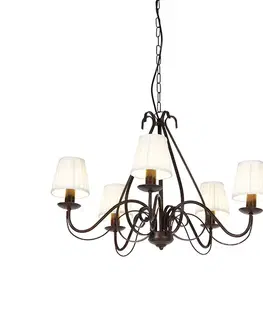 Lustre Lustr hnedý s plisovaným krémovým tienidlom 5-svetlo - Giuseppe
