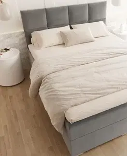 Postele FDM Manželská posteľ PORTLAND Boxspring | sivá 180 x 200 cm