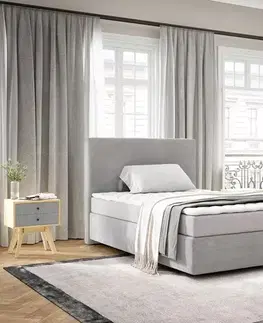 Postele Boxspring DELIFE Boxspring posteľ Dream-Well 120x200 cm manšester strieborno-šedá s matracom a topperom