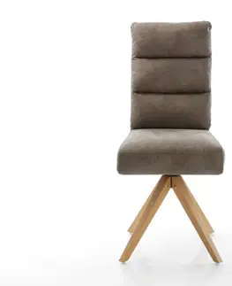 Jedálenské stoličky DELIFE Jedálenská stolička Pela-Flex mikrovlákno taupe vintage drevená podstava hranatá prírodná vrecková pružina