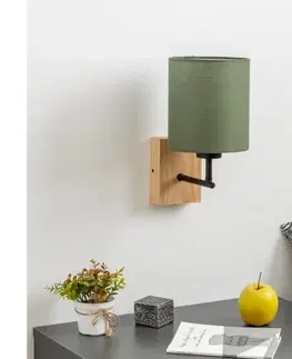 Svietidlá BRILAGI - Nástenná lampa NUBILA WOOD 1xE27/25W/230V dub/zelená BG1561+BG1576