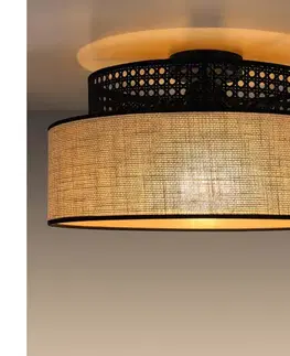 Svietidlá  Stropné svietidlo BOHO 1xE27/60W/230V pr. 40 cm čierna/ratan 0123
