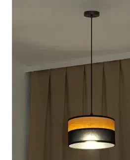 Svietidlá  Závesný luster na lanku ALBA 1xE27/15W/230V pr. 25 cm čierna/hnedá W-KM 2515/1 BK+WOOD+BK