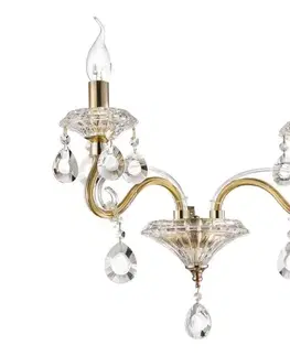 Svietidlá Ideal Lux - Krištáľová nástenná lampa NEGRESCO 2xE14/28W/230V zlatá