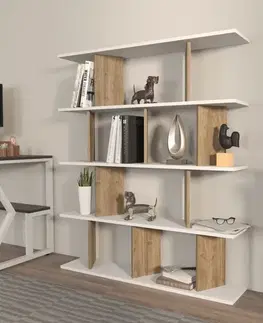 Knižnice Knižnica Grace - White, Walnut