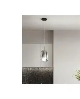 Svietidlá Ondaluce - Luster na lanku TH 1xE27/15W/230V pr. 19 cm čierna/dymová sivá SO.TH/1-FUME