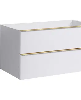 Kúpeľňový nábytok CERANO - Kúpeľňová skrinka pod umývadlo s úchytkou Velora - biela matná, zlatá úchytka - 79x53x46,5 CER-664993