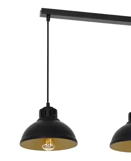 Svietidlá  Luster na lanku SVEN 2xE27/15W/230V čierna/zlatá 9143