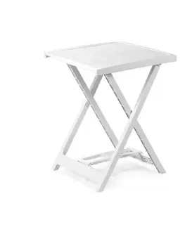 Záhradné stolíky Kinekus Stôl plastový, skladací, výška 65cm, ARNO, biely