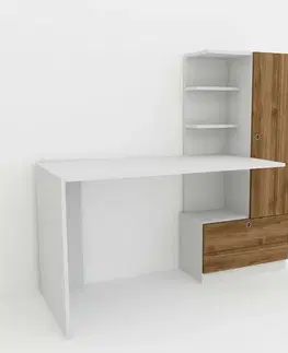 Konferenčné stolíky Pracovný stôl Merinos White and Walnut