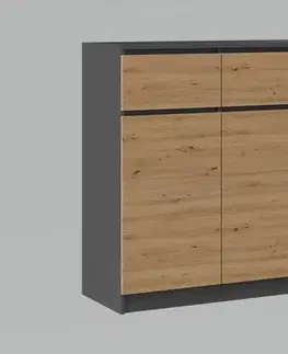 Komody a skrinky Moderná komoda 3D3S, antracit/ dub artisan