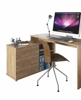 Písacie a pracovné stoly KONDELA Terino L/P univerzálny rohový pc stôl dub artisan